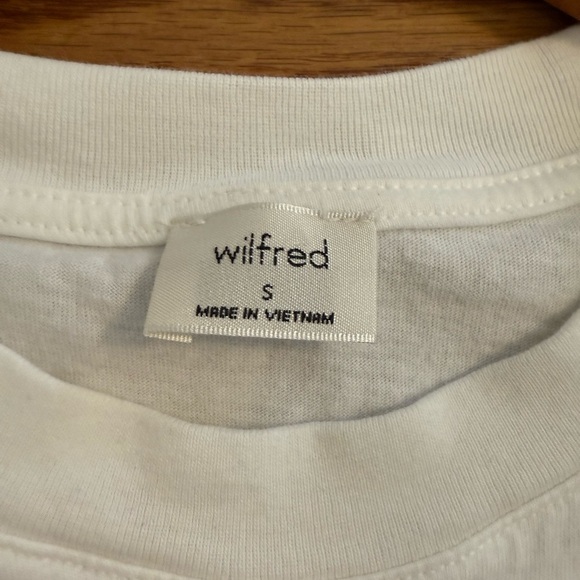Aritzia WILFRED Piaf White Cotton Cropped Elastic Waist T-Shirt, Size Small - Picture 2 of 8